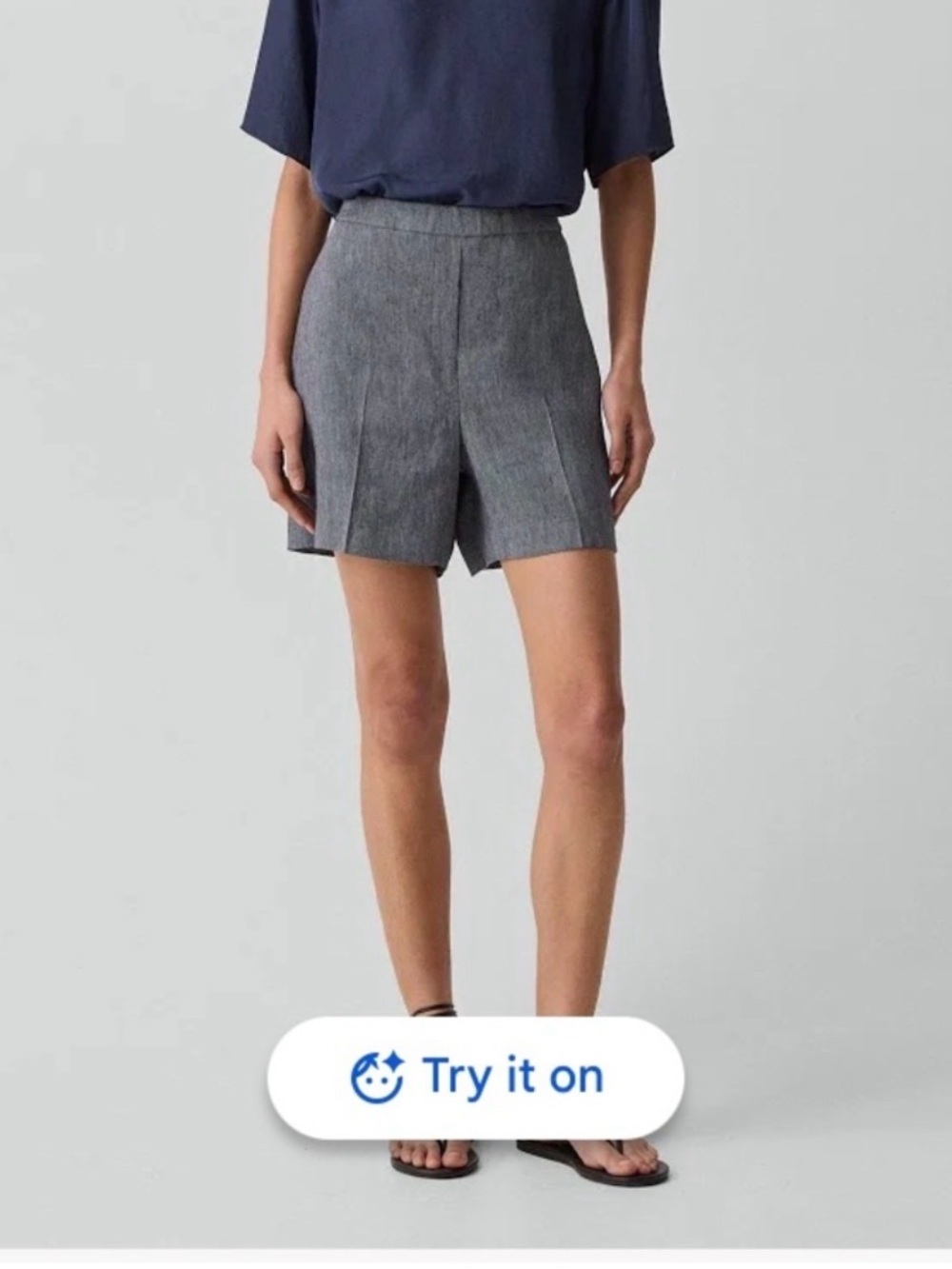 Theory Dark Gray Linen Blend Concord Caliver 2 Pull On Shorts
